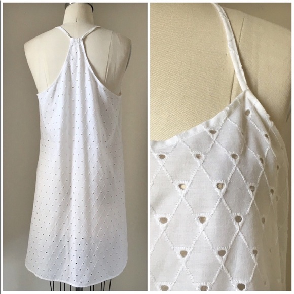 SUSTAINABLE GEO EYELET SLIP DRESS - Picture 1 of 7